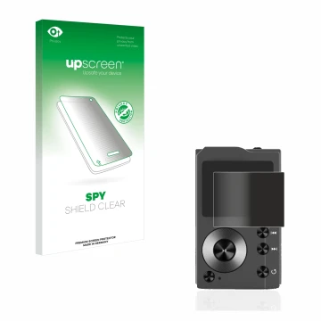 Parte frontale di una confezione del prodotto con il logo del marchio upscreen. Accanto è raffigurato il dispositivo Surfans F