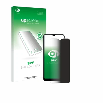 Parte frontale di una confezione del prodotto con il logo del marchio upscreen. Accanto è raffigurato il dispositivo Samsung G