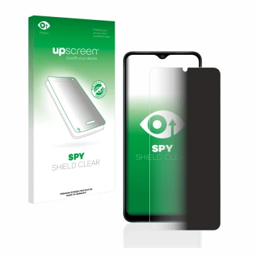 Parte frontale di una confezione del prodotto con il logo del marchio upscreen. Accanto è raffigurato il dispositivo Samsung G