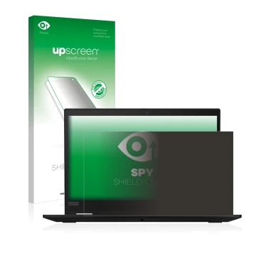 Parte frontale di una confezione del prodotto con il logo del marchio upscreen. Accanto è raffigurato il dispositivo Lenovo Th