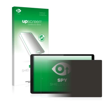 Parte frontale di una confezione del prodotto con il logo del marchio upscreen. Accanto è raffigurato il dispositivo Lenovo Ta