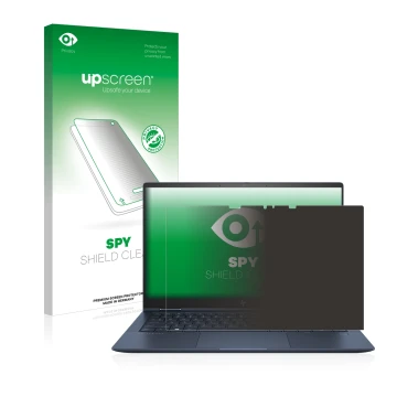 Parte frontale di una confezione del prodotto con il logo del marchio upscreen. Accanto è raffigurato il dispositivo HP Elite 