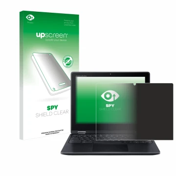 Parte frontale di una confezione del prodotto con il logo del marchio upscreen. Accanto è raffigurato il dispositivo Acer Chro