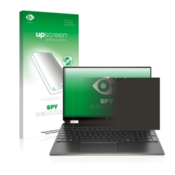 Parte frontale di una confezione del prodotto con il logo del marchio upscreen. Accanto è raffigurato il dispositivo HP Spectr
