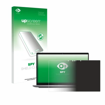 Parte frontale di una confezione del prodotto con il logo del marchio upscreen. Accanto è raffigurato il dispositivo Dell Lati
