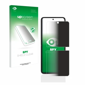 Parte frontale di una confezione del prodotto con il logo del marchio upscreen. Accanto è raffigurato il dispositivo Samsung G