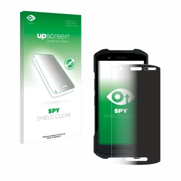 Parte frontale di una confezione del prodotto con il logo del marchio upscreen. Accanto è raffigurato il dispositivo Zebra TC2