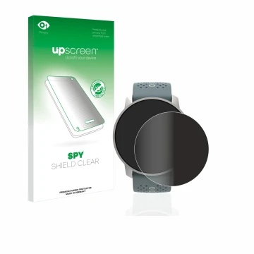 Parte frontale di una confezione del prodotto con il logo del marchio upscreen. Accanto è raffigurato il dispositivo Suunto 9 