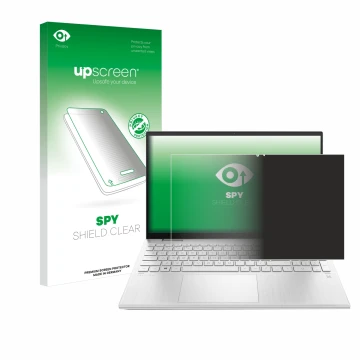 Parte frontale di una confezione del prodotto con il logo del marchio upscreen. Accanto è raffigurato il dispositivo HP Pavili