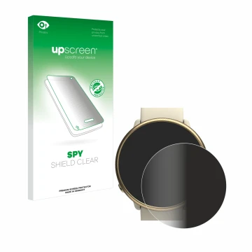 Parte frontale di una confezione del prodotto con il logo del marchio upscreen. Accanto è raffigurato il dispositivo Polar Ign