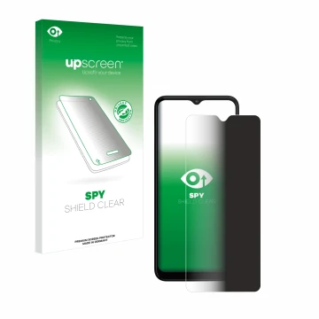 Parte frontale di una confezione del prodotto con il logo del marchio upscreen. Accanto è raffigurato il dispositivo Motorola 