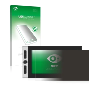 Parte frontale di una confezione del prodotto con il logo del marchio upscreen. Accanto è raffigurato il dispositivo XP-Pen In