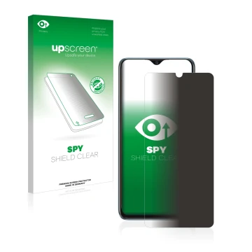 Parte frontale di una confezione del prodotto con il logo del marchio upscreen. Accanto è raffigurato il dispositivo Vivo Y70 