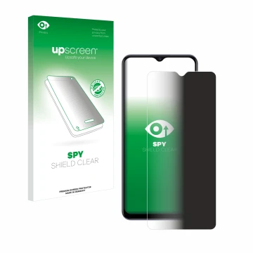 Parte frontale di una confezione del prodotto con il logo del marchio upscreen. Accanto è raffigurato il dispositivo Vivo Y72 