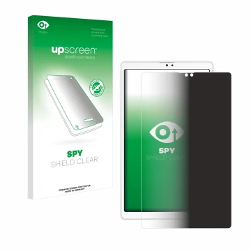 Parte frontale di una confezione del prodotto con il logo del marchio upscreen. Accanto è raffigurato il dispositivo Samsung G