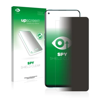 Parte frontale di una confezione del prodotto con il logo del marchio upscreen. Accanto è raffigurato il dispositivo OnePlus N