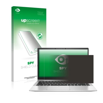 Parte frontale di una confezione del prodotto con il logo del marchio upscreen. Accanto è raffigurato il dispositivo HP EliteB