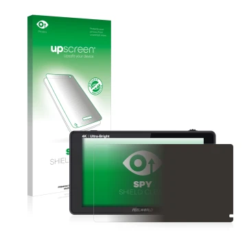 Parte frontale di una confezione del prodotto con il logo del marchio upscreen. Accanto è raffigurato il dispositivo Feelworld