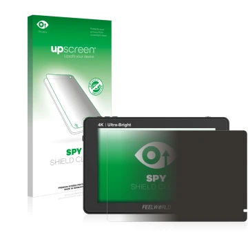 Parte frontale di una confezione del prodotto con il logo del marchio upscreen. Accanto è raffigurato il dispositivo Feelworld