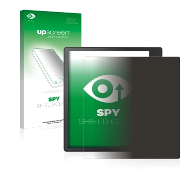 Parte frontale di una confezione del prodotto con il logo del marchio upscreen. Accanto è raffigurato il dispositivo Kobo Elip