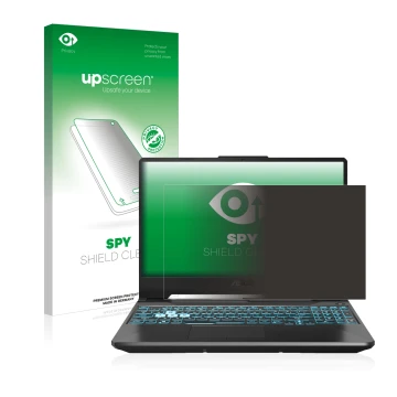 Parte frontale di una confezione del prodotto con il logo del marchio upscreen. Accanto è raffigurato il dispositivo ASUS TUF 