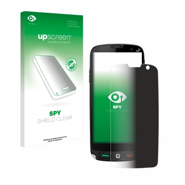 Parte frontale di una confezione del prodotto con il logo del marchio upscreen. Accanto è raffigurato il dispositivo Brondi Am