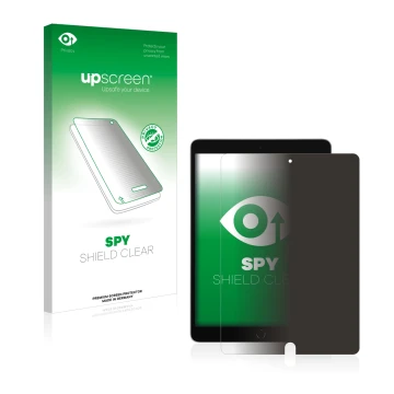 Parte frontale di una confezione del prodotto con il logo del marchio upscreen. Accanto è raffigurato il dispositivo Apple iPa