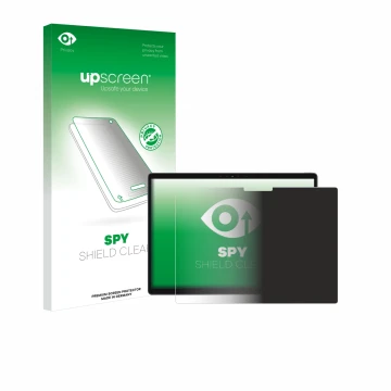 Parte frontale di una confezione del prodotto con il logo del marchio upscreen. Accanto è raffigurato il dispositivo Dell Lati