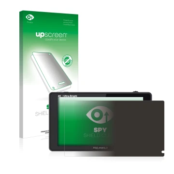 Parte frontale di una confezione del prodotto con il logo del marchio upscreen. Accanto è raffigurato il dispositivo Feelworld