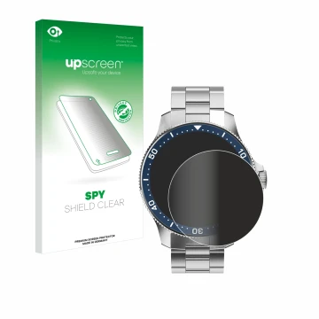 Parte frontale di una confezione del prodotto con il logo del marchio upscreen. Accanto è raffigurato il dispositivo Withings 