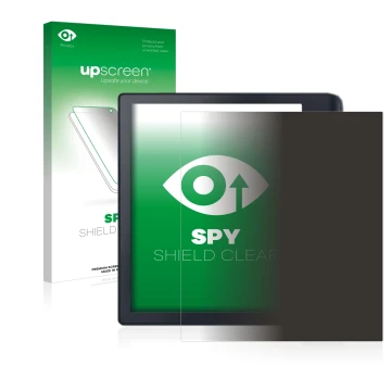 Parte frontale di una confezione del prodotto con il logo del marchio upscreen. Accanto è raffigurato il dispositivo Kobo Sage