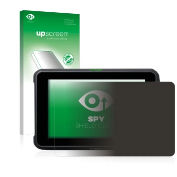 Parte frontale di una confezione del prodotto con il logo del marchio upscreen. Accanto è raffigurato il dispositivo Atomos Sh