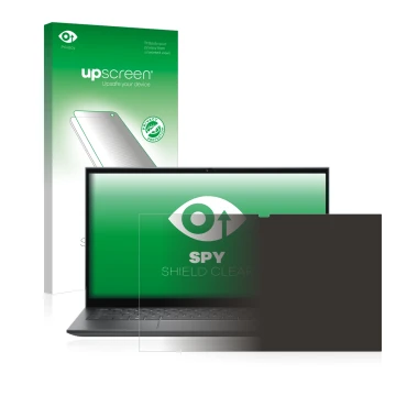 Parte frontale di una confezione del prodotto con il logo del marchio upscreen. Accanto è raffigurato il dispositivo Dell Insp