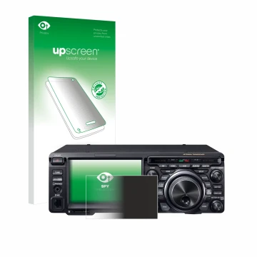Parte frontale di una confezione del prodotto con il logo del marchio upscreen. Accanto è raffigurato il dispositivo Yaesu FT-