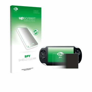 Parte frontale di una confezione del prodotto con il logo del marchio upscreen. Accanto è raffigurato il dispositivo Sony Play