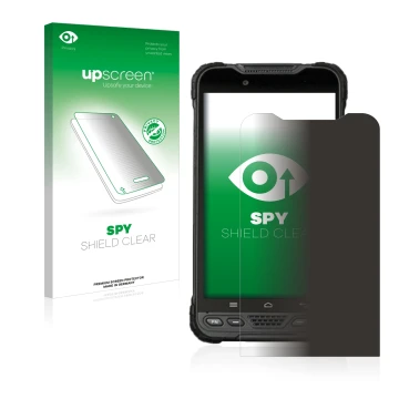 Parte frontale di una confezione del prodotto con il logo del marchio upscreen. Accanto è raffigurato il dispositivo UniStrong