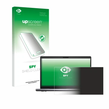 Parte frontale di una confezione del prodotto con il logo del marchio upscreen. Accanto è raffigurato il dispositivo Dell Lati