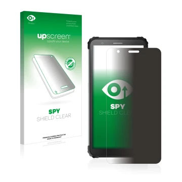 Parte frontale di una confezione del prodotto con il logo del marchio upscreen. Accanto è raffigurato il dispositivo Blackview