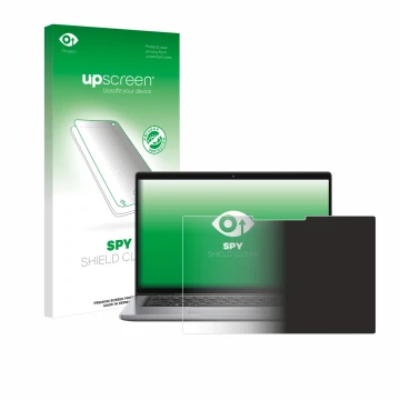 Parte frontale di una confezione del prodotto con il logo del marchio upscreen. Accanto è raffigurato il dispositivo Dell Lati