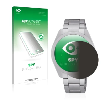 Parte frontale di una confezione del prodotto con il logo del marchio upscreen. Accanto è raffigurato il dispositivo Seiko 5 S