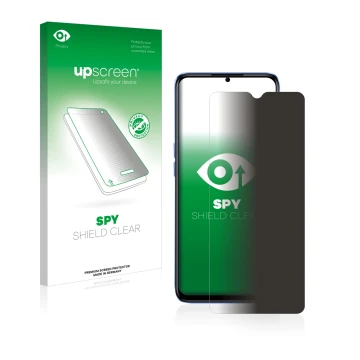 Parte frontale di una confezione del prodotto con il logo del marchio upscreen. Accanto è raffigurato il dispositivo realme Na