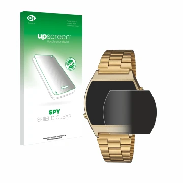 Parte frontale di una confezione del prodotto con il logo del marchio upscreen. Accanto è raffigurato il dispositivo Casio Ret