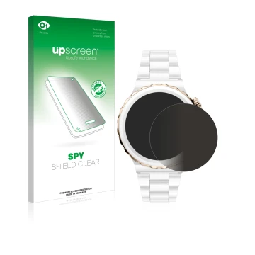 Parte frontale di una confezione del prodotto con il logo del marchio upscreen. Accanto è raffigurato il dispositivo Huawei Wa