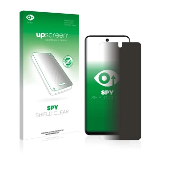 Parte frontale di una confezione del prodotto con il logo del marchio upscreen. Accanto è raffigurato il dispositivo Motorola 