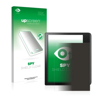 Parte frontale di una confezione del prodotto con il logo del marchio upscreen. Accanto è raffigurato il dispositivo Tolino Ep