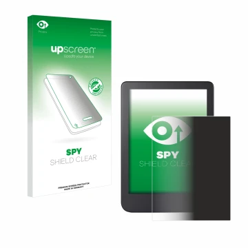 Parte frontale di una confezione del prodotto con il logo del marchio upscreen. Accanto è raffigurato il dispositivo Kobo Clar