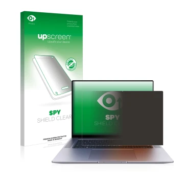 Parte frontale di una confezione del prodotto con il logo del marchio upscreen. Accanto è raffigurato il dispositivo Huawei Ma