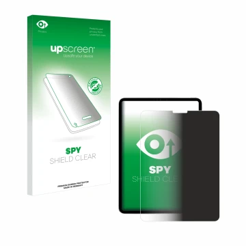 Parte frontale di una confezione del prodotto con il logo del marchio upscreen. Accanto è raffigurato il dispositivo Apple iPa