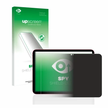 Parte frontale di una confezione del prodotto con il logo del marchio upscreen. Accanto è raffigurato il dispositivo Apple iPa