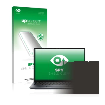 Parte frontale di una confezione del prodotto con il logo del marchio upscreen. Accanto è raffigurato il dispositivo Dell Lati